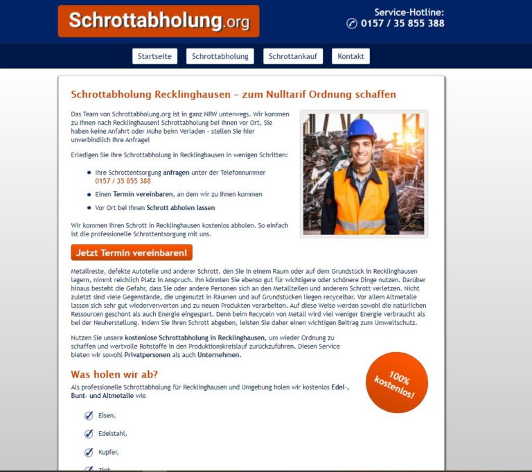 Schrottabholung Recklinghausen ist der Experte