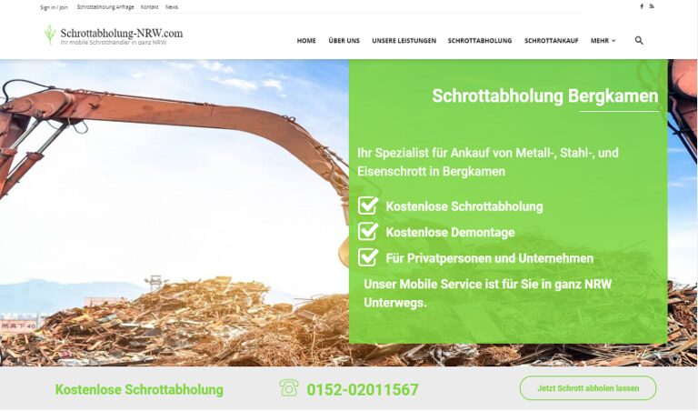 Schrottabholung Bergkamen holt Ihren Schrott und demontiert Metallschrott von Privat- und Gewerbekunden